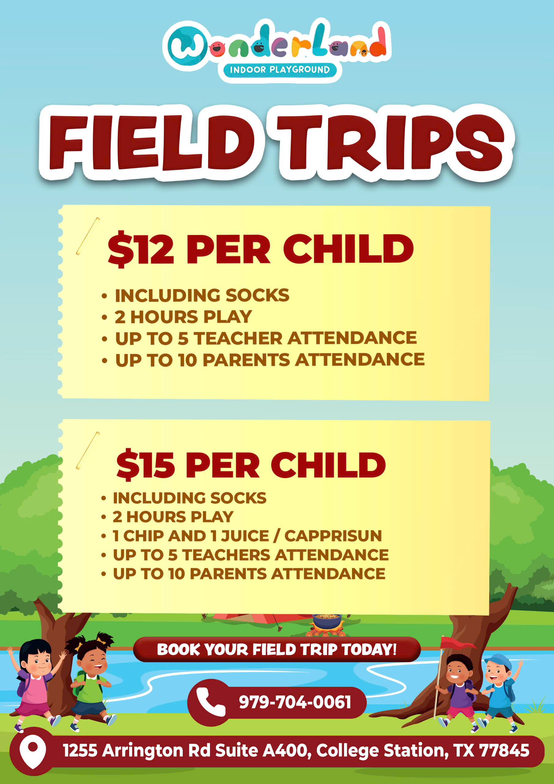Field Trips at Wonderland: full offer poster