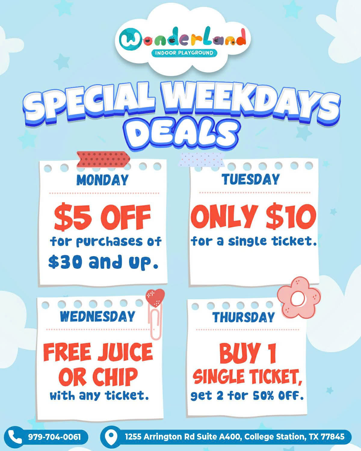Special Weekday Deals at Wonderland: full offer poster