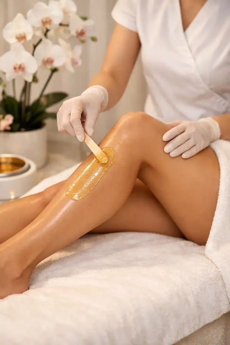 Professional leg waxing with sugar wax — hair removal South Austin 78745 at Le Posh Nail Spa